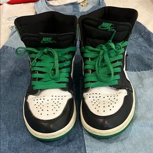 Nike High-Top Sneakers - Black, Green, and White